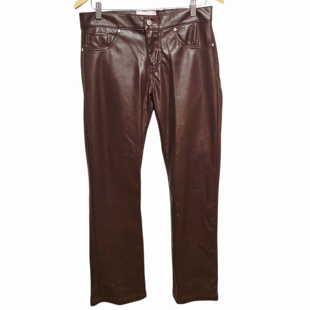 REVICE High Street Faux Leather Flare Pants Brown Size 29 - Picture 3 of 14